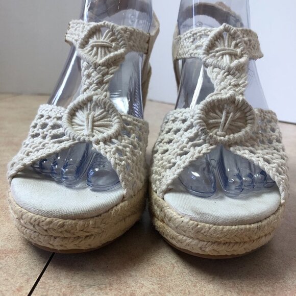 NWOB SoftMoc Emmy White Crochet Espadrilles Wedge Sandals Size 8 - Picture 5 of 13